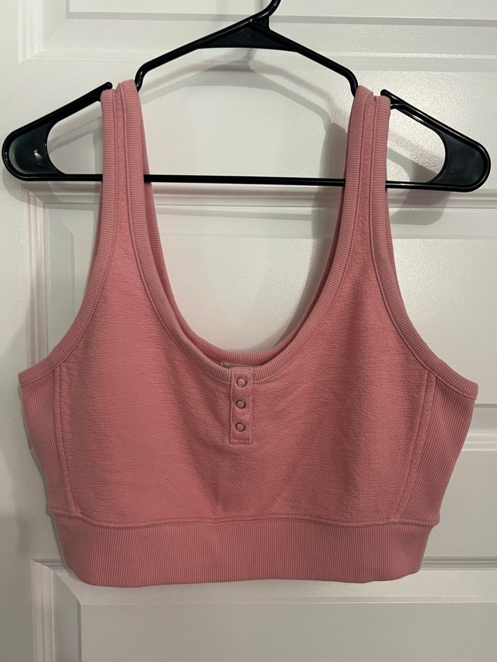 aerie Pink Ribbed Tank Bralette with Snap Front